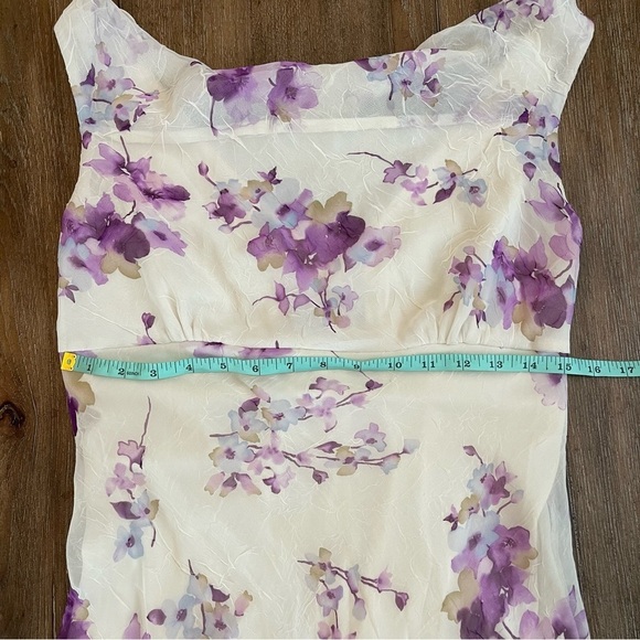 Vintage Be Smart Floral Babydoll Midi Dress 8/10 Fairy Purple Ruffled Sheer - Picture 8 of 10